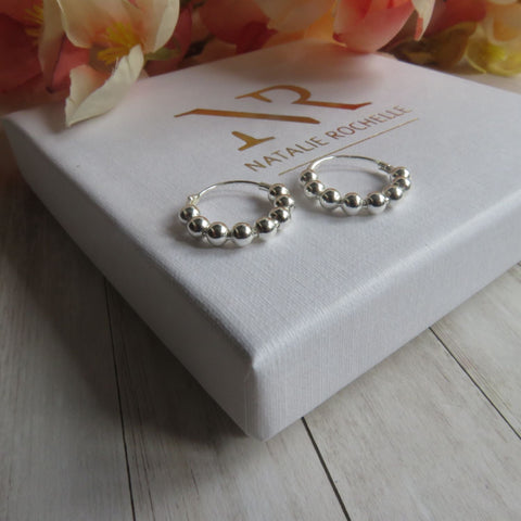 Sterling Silver Mini Bali Ball Hoop Earrings