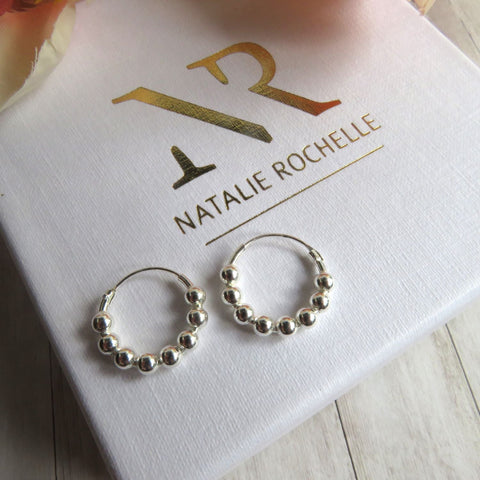 Sterling Silver Mini Bali Ball Hoop Earrings
