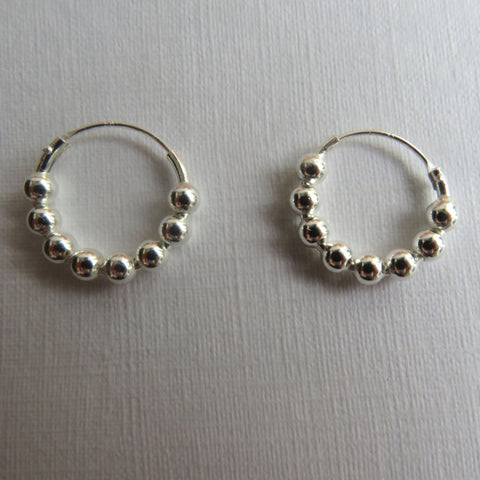 Sterling Silver Mini Bali Ball Hoop Earrings
