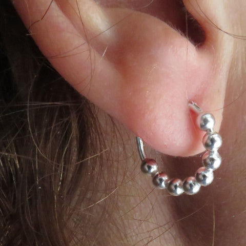 Sterling Silver Mini Bali Ball Hoop Earrings