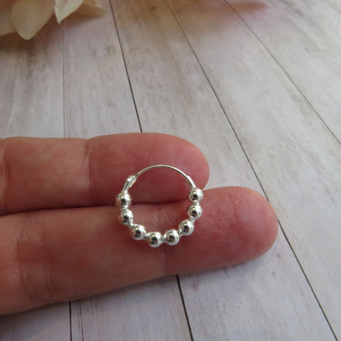 Sterling Silver Mini Bali Ball Hoop Earrings
