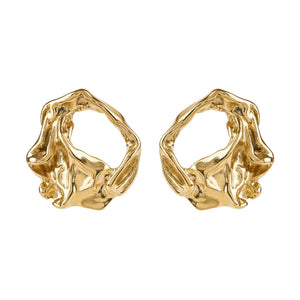 Molten Disc Gold Earrings