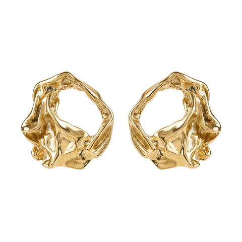 Molten Disc Gold Earrings