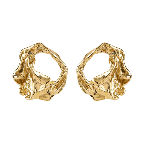 Molten Disc Gold Earrings