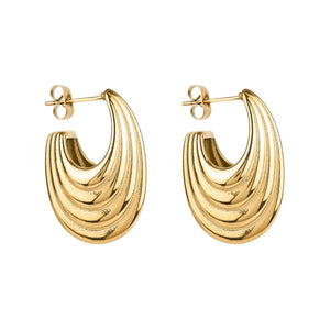 Chunky Gold Ridge Hoops