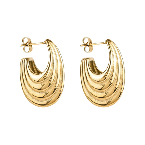 Chunky Gold Ridge Hoops