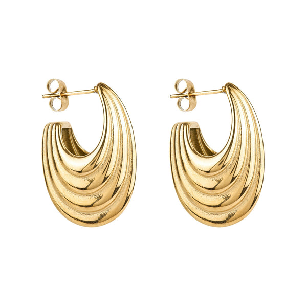 Chunky Gold Ridge Hoops