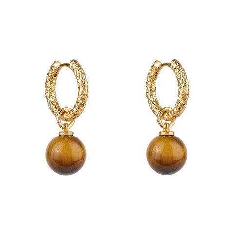 Tiger’s Eye Drop Hoops