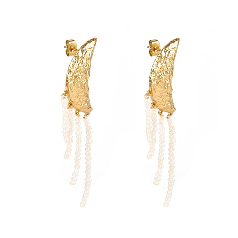 Moon and Pearls Statement Earrings