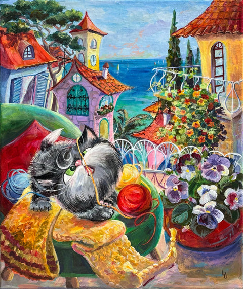 Elena Leshukova - Cat And Violets