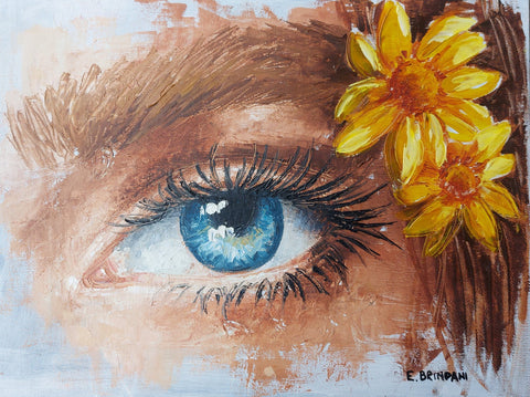 Elisa Brindani - Occhio con fiori gialli