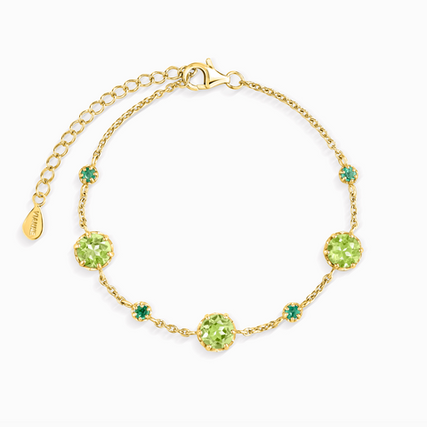 Armband aus Smaragd und Peridot in 18 Karat Gold Vermeil
