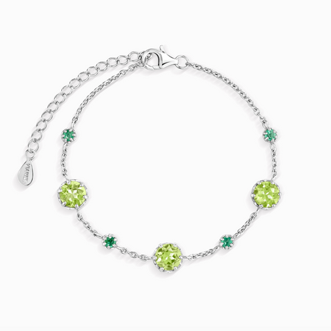 Armband aus Sterlingsilber mit Smaragd und Peridot