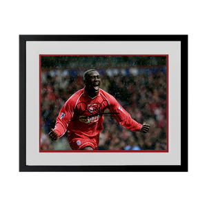 Emile Heskey Signed Liverpool 16x12 Image Deluxe Mount Frame