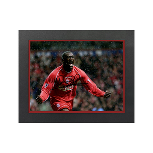 Emile Heskey Signed Liverpool 16x12 Image Deluxe Mount