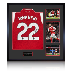 Ethan Nwaneri Signed Arsenal Shirt Elite Frame
