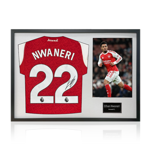 Ethan Nwaneri Signed Arsenal Shirt Classic Frame