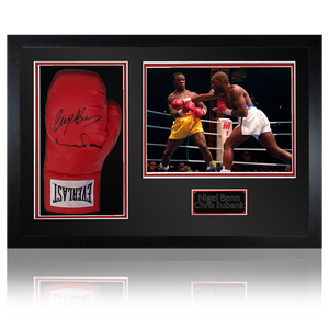 Chris Eubank Snr & Nigel Benn Signed Glove Display