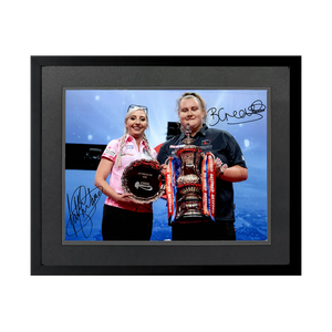 Fallon Sherrock & Beau Greaves Signed 16x12 Image Deluxe Mount Frame