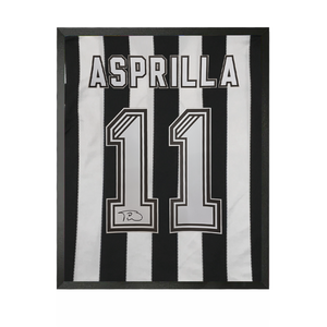 Faustino Asprilla Signed Newcastle United Shirt Compact Frame