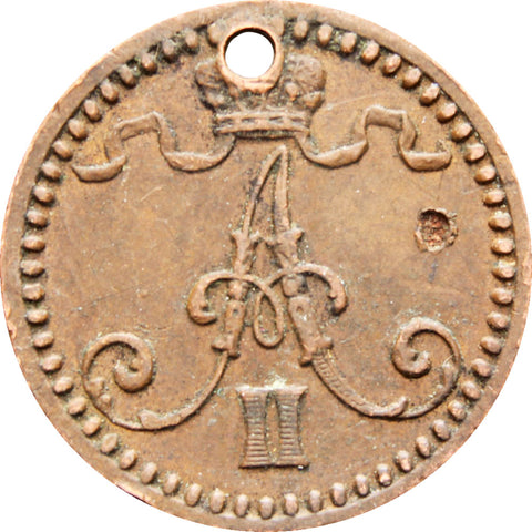 Finland 1869 One Penni Aleksandr II Coin