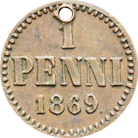 Finland 1869 One Penni Aleksandr II Coin
