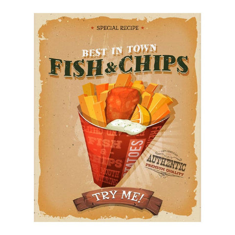 Fish and Chips Retro Metal Wall Sign