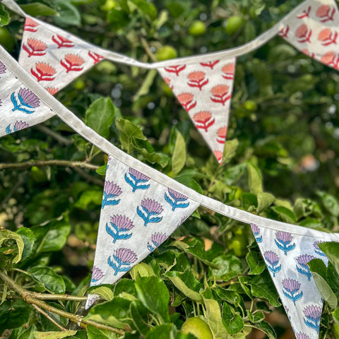 Lotus Flower Cherry Red Flag Bunting