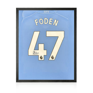 Phil Foden Signed 23/24 Manchester City Shirt Compact Display