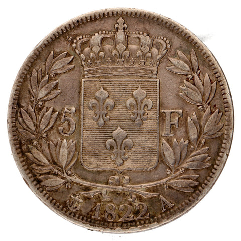 France. Louis XVIII. 5 Francs 1822 A