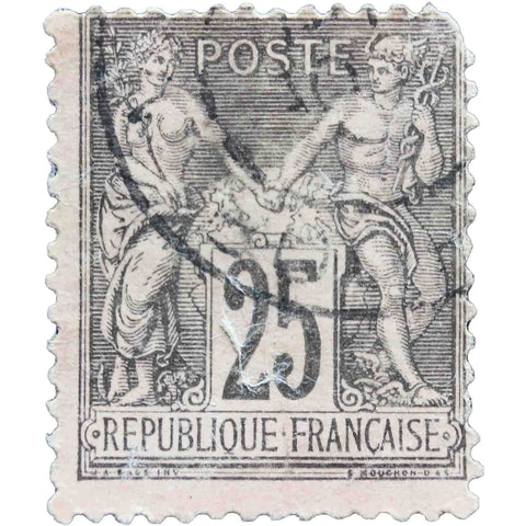 France 1876 Used Postage Stamp 25 French Centime Peace and commerce (Type Sage)