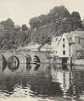 France Dinan Town View River Rance Bridge Vintage Postcard