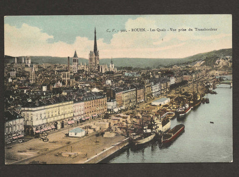 France Rouen Les Quais River Seine Vintage Postcard Vue prise du Transbordeur