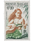 French Polynesia Stamp 1958 0.1 CFP franc Guitar Player