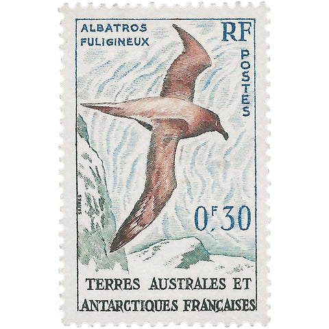 French Southern and Antarctic Lands (TAAF) Stamp 1959 0.3 French franc Light-mantled Albatross (Phoebetria palpebrata) Birds