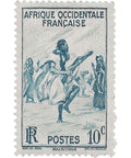 French West Africa Stamp 1947 10 French African CFA centime Rifle Dance, Mauritania