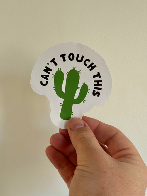Can't Touch This Cactus Sticker | Funny Plant Pot Vinyl Sticker