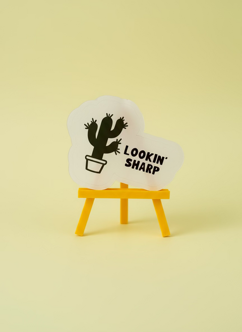Lookin' Sharp Cactus Sticker | Funny Plant Pot Vinyl Sticker
