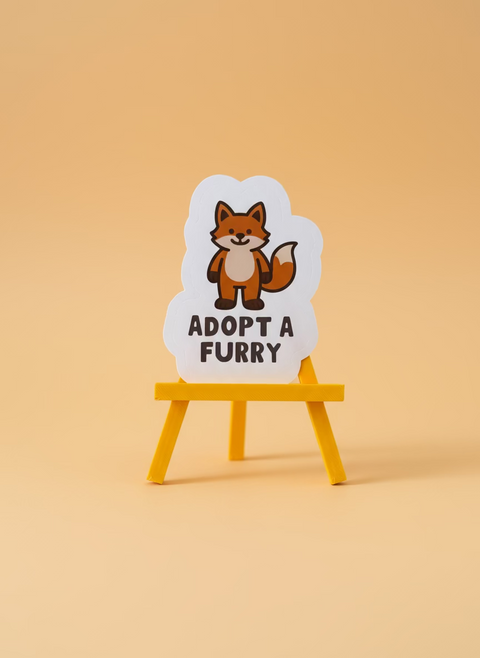 Adopt a Furry Sticker | Fox & Wolf Vinyl Sticker | Fursuit Gift