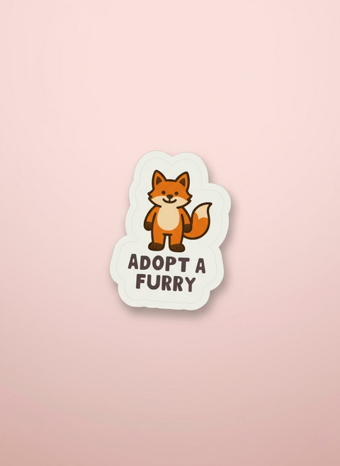 Adopt a Furry Sticker | Fox & Wolf Vinyl Sticker | Fursuit Gift