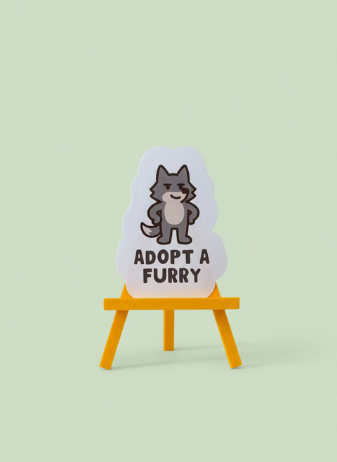 Adopt a Furry Sticker | Fox & Wolf Vinyl Sticker | Fursuit Gift
