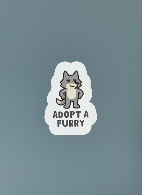 Adopt a Furry Sticker | Fox & Wolf Vinyl Sticker | Fursuit Gift
