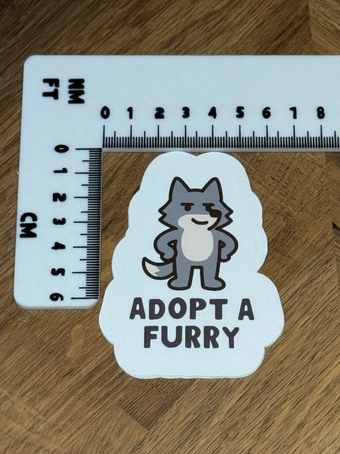 Adopt a Furry Sticker | Fox & Wolf Vinyl Sticker | Fursuit Gift