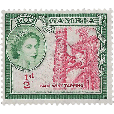 Gambia Stamp 1953 Elizabeth II Half Penny Tapping for palm wine