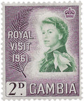 Gambia Stamp 1961 Elizabeth II 2 Penny Royal Visit