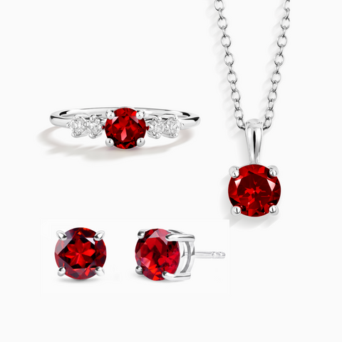 Granat-Schmuckset für jeden Tag aus Sterlingsilber