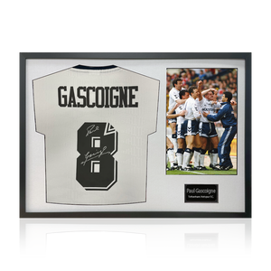 Paul Gascoigne Signed Tottenham Hotspur Shirt Classic Frame.