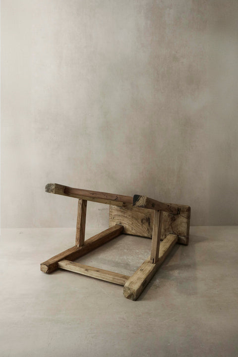 Vintage Rustic Elm Wood Stool - Medium - No 7
