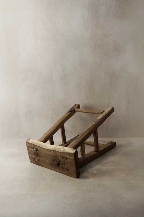 Vintage Rustic Elm Wood Stool - Medium - No 8