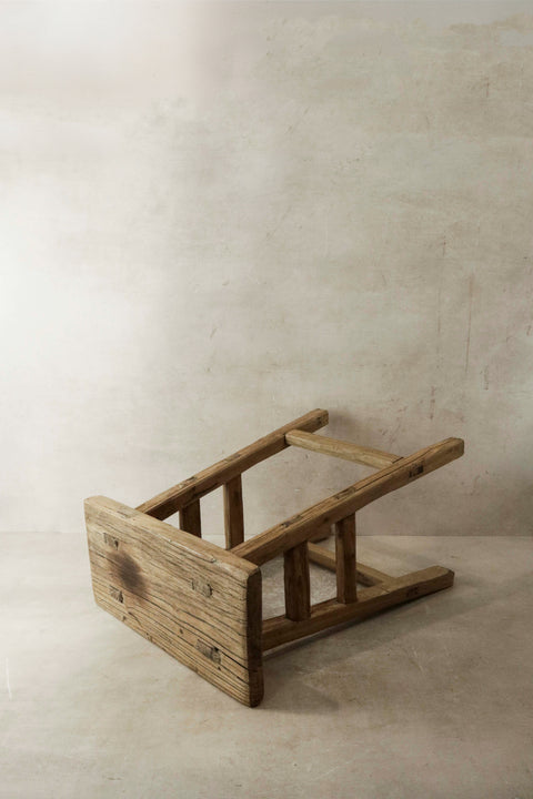 Vintage Rustic Elm Wood Stool - Medium - No 18